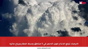 الأرصاد ترفع الإنذار للون الأحمر في 5 مناطق وسط أمطار ورياح عاتية